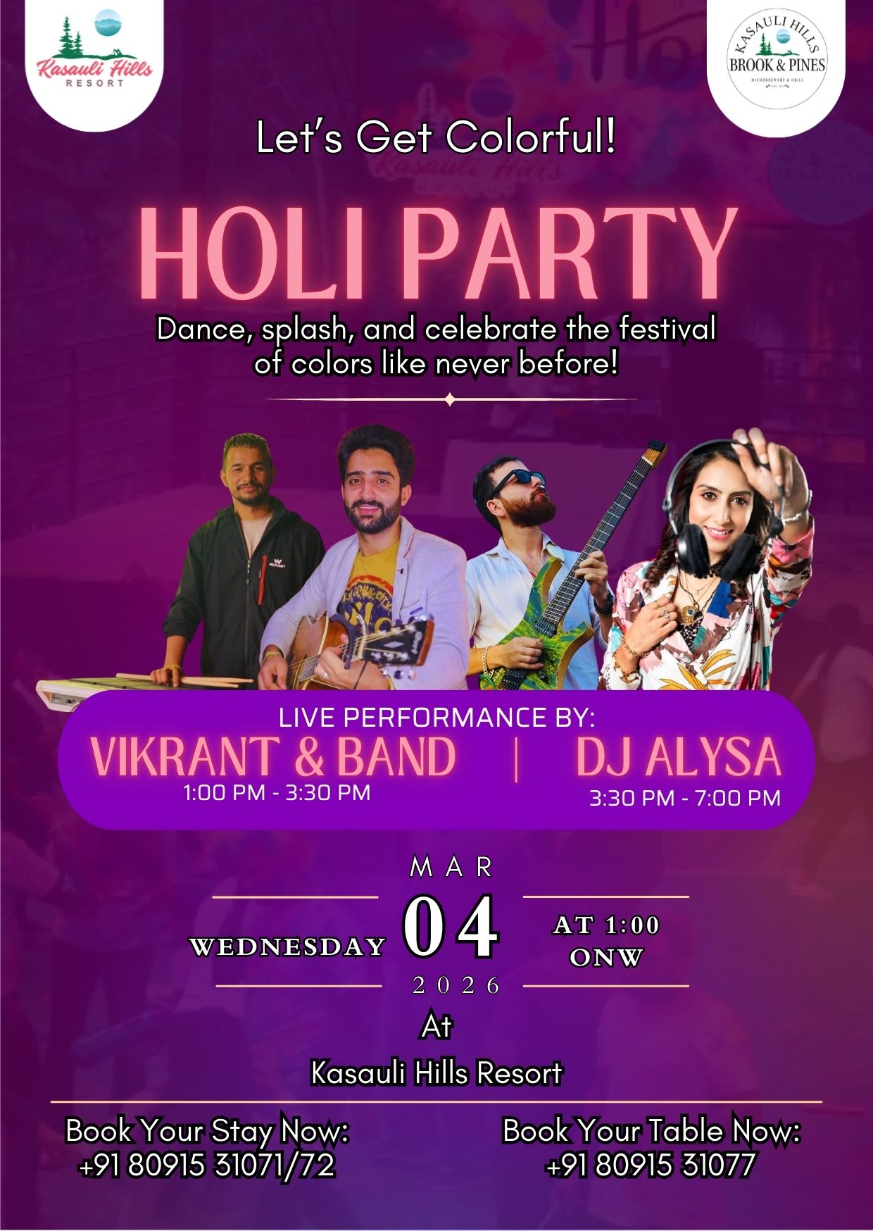 You are currently viewing Celebrate a Colorful Holi 2026 at Brook & Pines Restaurant, Microbrewery & Grill